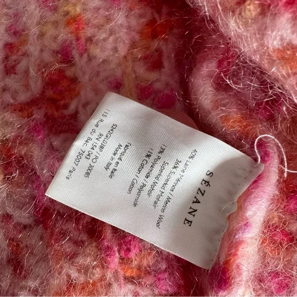 Sezane Emile cardigan multicolored pink orange alpaca wool blend sweater - Picture 5 of 14